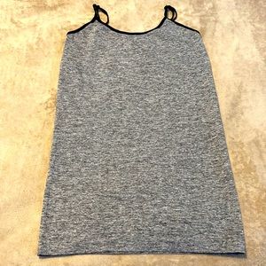 Large grey with black trim stretch tank top.